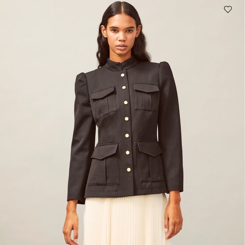 Tory Burch NWT Wool‎ Sargent Pepper Jacket Black Size 12